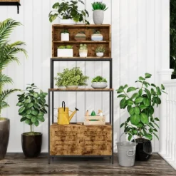 5-Tier Bakers Rack With Power Outlet, Kitchen Storage Cabinet & Coffee Bar Station With Microwave Stand Shelves -Homfan GUEST 50778ac5 97e7 47df 9e43 895d95f78032