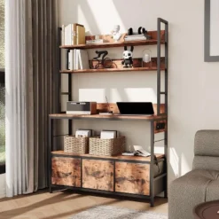 Industrial 5-Tier Bakers Rack With Power Outlet, Microwave Stand With Storage Cabinet & 10 Hooks For Kitchen Organization -Homfan GUEST 5296677e fe08 4824 bd30 9b529c90ae77