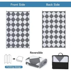 Waterproof Reversible Outdoor Rug - Lightweight, Foldable, Easy Clean For Patio, Camping, Pool & Beach -Homfan GUEST 531f4267 d115 4328 9d0f b7a13cba80c0