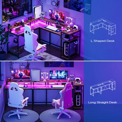 L Shaped Gaming Desk,68" Computer Desk, Home Office Desk With File Drawer, Corner Desk With Monitor Shelf And Hook, Two Person Desk 7 L Shaped Gaming Desk,68" Computer Desk, Home Office Desk With File Drawer, Corner Desk With Monitor Shelf And Hook, Two Person Desk - Image 5