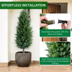 43.3 Inch Artificial Topiary Ball Tree With Spike,Artificial Cedar Tree For Home Decor, Indoor And Outdoor, Set Of 2 -Homfan GUEST 538a6ab8 d6d3 4d57 a074 25101c9467c4