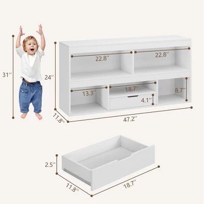 Kids Storage Organizer With Drawer, Toy Storage Shelf, 5 Cubes Storage Organizer, Wooden Storage Cabinet For Playroom, Classroom, Nursery, Kids Room 9 Kids Storage Organizer With Drawer, Toy Storage Shelf, 5 Cubes Storage Organizer, Wooden Storage Cabinet For Playroom, Classroom, Nursery, Kids Room - Image 7