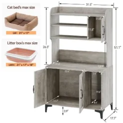Litter Box Enclosure With Shelves And Doors, 2-in-1 Hidden Cat Litter Box Cabinet Furniture With Shelf,Indoor Cat House Wood Sturdy Pet Washroom 17 Litter Box Enclosure With Shelves And Doors, 2-in-1 Hidden Cat Litter Box Cabinet Furniture With Shelf,Indoor Cat House Wood Sturdy Pet Washroom -Homfan GUEST 555f0fe7 9fb4 4102 9dfb a29025f4014c
