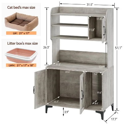 Litter Box Enclosure With Shelves And Doors, 2-in-1 Hidden Cat Litter Box Cabinet Furniture With Shelf,Indoor Cat House Wood Sturdy Pet Washroom 8 Litter Box Enclosure With Shelves And Doors, 2-in-1 Hidden Cat Litter Box Cabinet Furniture With Shelf,Indoor Cat House Wood Sturdy Pet Washroom - Image 6