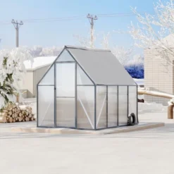 Aluminum-Framed Polycarbonate Greenhouse, Heavy Duty, With Quick Setup Structure And Roof Vent, Large Enhanced Aluminum GreenhouseKit For Outdoors -Homfan GUEST 5670acb3 4b53 4052 9928 49cc9fce5a9a