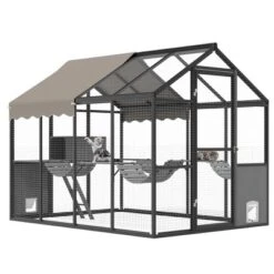 Extra Large Outdoor Catio - Weatherproof Aluminum Enclosure W/UV Roof, Side Door, Platforms & Walk-In Design For Multiple Cats -Homfan GUEST 58a8fc66 2c69 4805 a46c 63abe6336c59