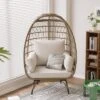 Outdoor Patio Wicker Egg Chair, PE Rattan Chair With Thick Cushion, Oversized Indoor Outdoor Lounger, Egg Shaped Seat With Metal Stand, Beige 1 Outdoor Patio Wicker Egg Chair, PE Rattan Chair With Thick Cushion, Oversized Indoor Outdoor Lounger, Egg Shaped Seat With Metal Stand, Beige -Homfan GUEST 5963a44e b741 4295 ad61 920e724df439