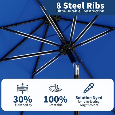 Homfan 9Ft Patio Umbrella - 8 Sturdy Ribs Outdoor Table Umbrella With Crank Lift & Push Button Tilt - Market Umbrella For Pool, Deck, Yard, Garden 6 Homfan 9Ft Patio Umbrella - 8 Sturdy Ribs Outdoor Table Umbrella With Crank Lift & Push Button Tilt - Market Umbrella For Pool, Deck, Yard, Garden - Image 4