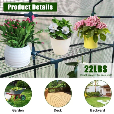 Greenhouse For Outdoors,Portable Indoor And Outdoor Green House W/ Roll-Up Zippered Door Anchors And Ropes,Plant Garden Hot House W/ 9 Shelves 4 Greenhouse For Outdoors,Portable Indoor And Outdoor Green House W/ Roll-Up Zippered Door Anchors And Ropes,Plant Garden Hot House W/ 9 Shelves - Image 2