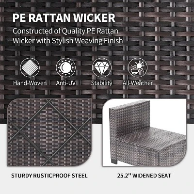 Homfan 7 Piece Outdoor Patio Furniture Set, PE Rattan Conversation Sofa Set, Wicker Patio Set W/Thick Cushions & Glass Top Coffee Table 4 Homfan 7 Piece Outdoor Patio Furniture Set, PE Rattan Conversation Sofa Set, Wicker Patio Set W/Thick Cushions & Glass Top Coffee Table - Image 2