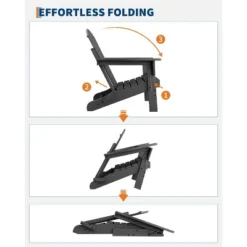 Homfan Folding Adirondack Chair, HDPE Outdoor All-Weather Fire Pit Chairs, Outdoor Wooden Lounge Chair, Modern Lounger Adirondack Chairs -Homfan GUEST 5b63037c 77fa 438f 97a9 7d86fb15caec