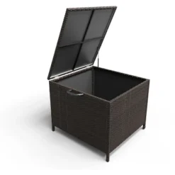 Outdoor Storage Deck Box, 80 Gallon Rattan Patio Furniture Storage Bins With Lid, Waterproof Outside Organizer Cabinet With Wheels And Handle -Homfan GUEST 5c7c1f05 a7a7 4015 b17c cb4ed06335a5