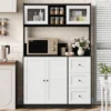 Kitchen Pantry Cabinet With LED - 3-Drawer Buffet Hutch With Adjustable Shelves & Countertop, Tall Storage Sideboard For Dining Room -Homfan GUEST 5cbe6b60 241c 45ca a2c9 b4747cf744fc