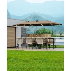 15FT Large Patio Umbrella With Base, Outdoor Double-Sided Rectangle Market Umbrella Outside Umbrellas For Poolside Lawn Backyard -Homfan GUEST 5e35fc31 f388 4d96 9a0e f540c92080d7