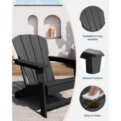 Homfan Modern HDPE Plastic Adirondack Chair - Poly Lumber Weather Resistant Firepit Chair - With Wooden Textured -Homfan GUEST 5e9cb4c7 850e 4b7f 8acd 03580682ac27
