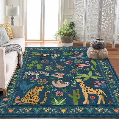 Washable Animal Print Rug Non-Slip, Vintage Low Pile Large Carpet For Nursery Playroom Bedroom, Farmhouse Kids Room Decor 8 Washable Animal Print Rug Non-Slip, Vintage Low Pile Large Carpet For Nursery Playroom Bedroom, Farmhouse Kids Room Decor - Image 6