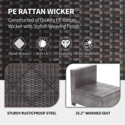 7-Piece Outdoor Patio Furniture Set, All-Weather Wicker Sectional Sofa With Cushions & Coffee Table, Rattan Set For Garden, Porch, Balcony 20 7-Piece Outdoor Patio Furniture Set, All-Weather Wicker Sectional Sofa With Cushions & Coffee Table, Rattan Set For Garden, Porch, Balcony -Homfan GUEST 6244798b da9b 404f 953d 5ff6cd508263