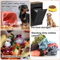 Tilt Out Trash Cabinet, Kitchen Cabinet With Double Hidden Trash Can And 2 Drawers, Wood Laundry Hamper Cabinet For Pantry, Kitchen -Homfan GUEST 62f3b5fe abb6 4291 8d80 6e50f8d070e2