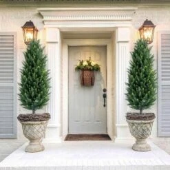 43.3 Inch Artificial Topiary Ball Tree With Spike,Artificial Cedar Tree For Home Decor, Indoor And Outdoor, Set Of 2 -Homfan GUEST 63066232 d11e 4cba 9050 2bdefd018ee4