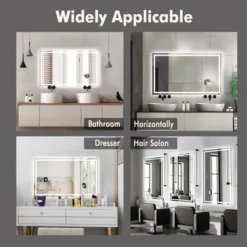 60x36 Inches LED Bathroom Mirror, Dimmable Lighted Vanity Mirror, Front And Backlit, 3 Colors, Memory, Anti-Fog Shatter-Proof Light Up Wall Mirror -Homfan GUEST 64a55817 6596 4f3a bac8 bc05ed1b7cd2