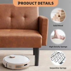 Futon Sofa Bed, Compact Loveseat, Modern Mid-Century Sleeper Sofa, Convertible Couch, Living Room Couches -Homfan GUEST 6750a936 91fd 4e9c 9bad d774146c483e