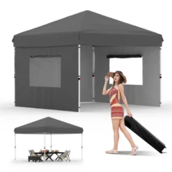 Pop Up Canopy - Easy Up Camping Tent With One Roller Bag, 3 Adjustable Height, 4 Weight Bags For Deck, Garden, Sports, Beach, Party 37 Pop Up Canopy - Easy Up Camping Tent With One Roller Bag, 3 Adjustable Height, 4 Weight Bags For Deck, Garden, Sports, Beach, Party -Homfan GUEST 6788a574 f014 4b06 8b1c 5542daff4a0a