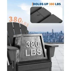 Homfan Folding Adirondack Chair, HDPE Outdoor All-Weather Fire Pit Chairs, Outdoor Wooden Lounge Chair, Modern Lounger Adirondack Chairs -Homfan GUEST 67c857f2 1de1 44a0 a319 52fe9b9b564e