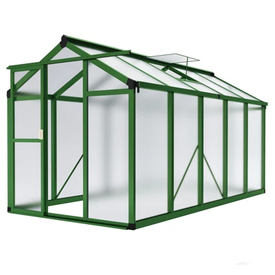 Homfan Aluminum Polycarbonate Greenhouse W/ Roof Vent - Heavy Duty Walk-in For Backyard, Winter Garden, Easy Assembly 8 Homfan Aluminum Polycarbonate Greenhouse W/ Roof Vent - Heavy Duty Walk-in For Backyard, Winter Garden, Easy Assembly - Image 6
