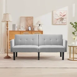 Futon Sofa Bed, Compact Loveseat, Modern Mid-Century Sleeper Sofa, Convertible Couch, Living Room Couches -Homfan GUEST 6831ebc8 135e 42b9 9e1a 250c7a9cdeed