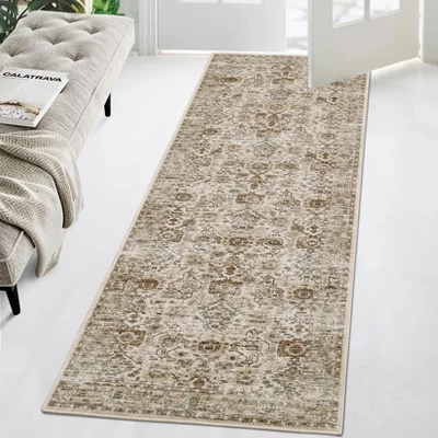 Washable Area Rug – Non-Slip Ultra-Thin Low Pile Vintage Oriental Distressed Carpet For Living Room, Bedroom, Dining, Office & Nursery, Multi-Color 3 Washable Area Rug – Non-Slip Ultra-Thin Low Pile Vintage Oriental Distressed Carpet For Living Room, Bedroom, Dining, Office & Nursery, Multi-Color