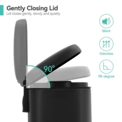 Trash Can, Gallon Odor Control Indoor Trash Can, Stainless Steel Garbage Bin With Silent Closing Lid, For Bathroom, Kitchen, Office, Black -Homfan GUEST 6964e4dc 3ea5 452d 93bd 73b2d8b6805d