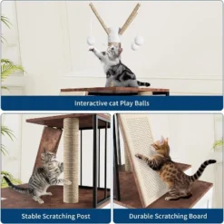 Cat Litter Cabinet, Cat Litter Box Enclosure With Scratching Post, Hanging Balls, 2-in-1 L-Shaped Corner Cat Litter Box With Storage Cabinet -Homfan GUEST 6a23b48c 58a1 4977 9187 bfd9477e786f