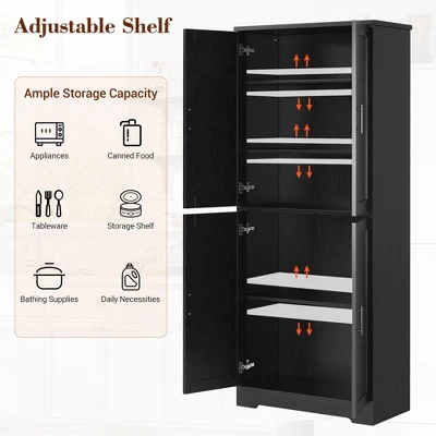 70" Tall Pantry Cabinet, Kitchen Pantry Storage Cabinets With 2 Door And 3 Adjustable Shelves, For Kitchen, Dining Room, Living Room And Bathroom 6 70" Tall Pantry Cabinet, Kitchen Pantry Storage Cabinets With 2 Door And 3 Adjustable Shelves, For Kitchen, Dining Room, Living Room And Bathroom - Image 4
