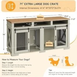Dog Crate Furniture For 2 Large Medium Dogs 71" Dog Kennel With 3 Storage Compartments And Removable Divider,Double Dog Crates -Homfan GUEST 6b694252 180a 4458 a8bb 6d12300a0408