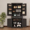 72in Tall Kitchen Pantry Cabinet, Farmhouse Large Cupboard Storage Cabinet With Adjustable Shelves 6 Door Racks For Living Dining Room Laundry