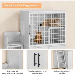 Modern 2 Tier Cat Litter Box Enclosure,Hidden Litter Box Furniture With Two Floors, Fits 22” X 17” Litter Box & Cat,Suitable For Living Room,Balcony