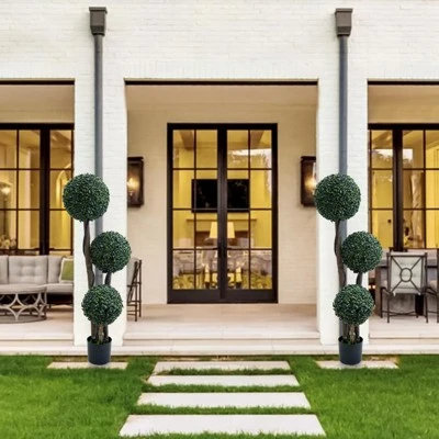 1pc Topiary Trees Artificial Outdoor, 35"/45" Milan Grass Ball Topiary Trees, Fake Greenery Tree With Planter Pot For Home, Office, Porch Decor 7 1pc Topiary Trees Artificial Outdoor, 35"/45" Milan Grass Ball Topiary Trees, Fake Greenery Tree With Planter Pot For Home, Office, Porch Decor - Image 5