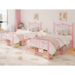 Homfan Bed Frame For Kids,Twin Bed Frame With Heart Shaped Headboard And Tailboard,Heavy Metal Slat Support,Noiseless 13 Homfan Bed Frame For Kids,Twin Bed Frame With Heart Shaped Headboard And Tailboard,Heavy Metal Slat Support,Noiseless -Homfan GUEST 6c2005c0 7bb2 4fb3 ae1e c05474818d37