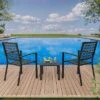 Homfan 3-Piece Outdoor Bistro Set - Modern Steel Patio Furniture With 2 Stackable Chairs & 1 Table For Garden, Balcony, Poolside -Homfan GUEST 6c4221bc 103b 4ee5 ad52 ece6c092f7d6