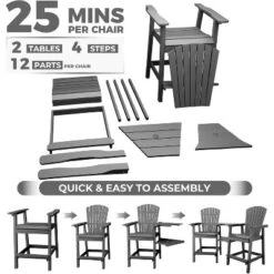 Outdoor Tall Adirondack Chairs Set Of 2 HDPE, Paio Adirondack Barstools With Connecting Tray, For Deck, Backyard, Balcony 14 Outdoor Tall Adirondack Chairs Set Of 2 HDPE, Paio Adirondack Barstools With Connecting Tray, For Deck, Backyard, Balcony -Homfan GUEST 6d323f7d 2164 4f47 b9eb b48a9e03bd33
