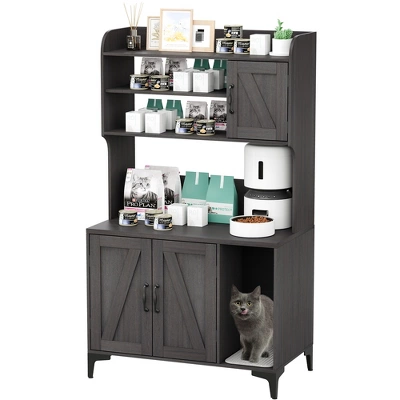 Litter Box Enclosure With Shelves And Doors, 2-in-1 Hidden Cat Litter Box Cabinet Furniture With Shelf,Indoor Cat House Wood Sturdy Pet Washroom 11 Litter Box Enclosure With Shelves And Doors, 2-in-1 Hidden Cat Litter Box Cabinet Furniture With Shelf,Indoor Cat House Wood Sturdy Pet Washroom - Image 9