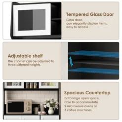 Kitchen Pantry Cabinet With LED - 3-Drawer Buffet Hutch With Adjustable Shelves & Countertop, Tall Storage Sideboard For Dining Room -Homfan GUEST 6ed25e6a c2dc 4769 bcd0 ca3999ff80e5