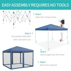 Pop Up Canopy Tent 10 Ft. X 10 Ft. Mosquito Netting & Wheeled Bag, One Push Setup, 3 Height Sun Shelter -Homfan GUEST 6f8f58fe fd7f 45c3 bdfe b1cdfc6f3d11