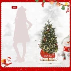 Homfan Pre-installed Lighted Christmas Tree, Snowflake Christmas Tree, Sleigh Base, Artificial Christmas Tree For Home Decoration -Homfan GUEST 70f3aea2 e74c 4c02 8fa8 95eb7bde03b4