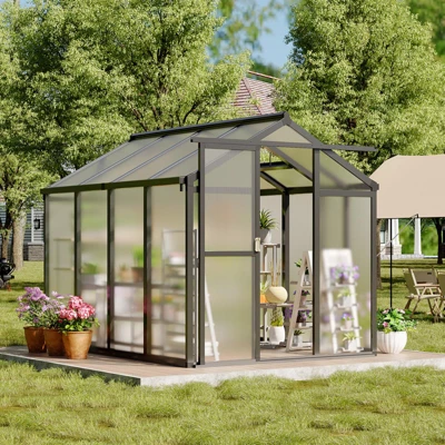 Greenhouses For Outside, Polycarbonate Greenhouse With Aluminum Frame, Lockable Door And Ajustable Roof Vent For Backyard, Green Houses For Outside 4 Greenhouses For Outside, Polycarbonate Greenhouse With Aluminum Frame, Lockable Door And Ajustable Roof Vent For Backyard, Green Houses For Outside - Image 2