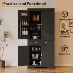 72in Tall Kitchen Pantry Cabinet, Farmhouse Large Cupboard Storage Cabinet With Adjustable Shelves 6 Door Racks For Living Dining Room Laundry -Homfan GUEST 7440ec87 7a69 4bcc b665 93af29122693