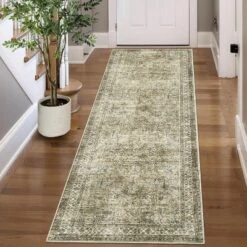 Homfan Runner Rug Washable Kitchen Runner Rug Vintage Floral Distressed Carpet Stain Resistant Throw Carpet With Non-Slip Backing Low Pile Floor Cover -Homfan GUEST 7614a8ed a003 4adf 8868 01e07d5c18e1