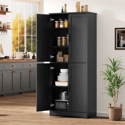 70" Tall Pantry Cabinet, Kitchen Pantry Storage Cabinets With 2 Door And 3 Adjustable Shelves, For Kitchen, Dining Room, Living Room And Bathroom 5 70" Tall Pantry Cabinet, Kitchen Pantry Storage Cabinets With 2 Door And 3 Adjustable Shelves, For Kitchen, Dining Room, Living Room And Bathroom - Image 3