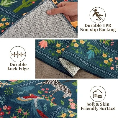 Washable Animal Print Rug Non-Slip, Vintage Low Pile Large Carpet For Nursery Playroom Bedroom, Farmhouse Kids Room Decor 6 Washable Animal Print Rug Non-Slip, Vintage Low Pile Large Carpet For Nursery Playroom Bedroom, Farmhouse Kids Room Decor - Image 4