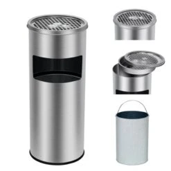 4.5 Gallon / 17L Indoor Outdoor Trash Can – Commercial Stainless Steel Garbage Can With Removable Inner Bucket, Ashtray,Waste Bin Container For Patio -Homfan GUEST 7b878c56 b1b4 4372 b059 825e36ffe83c